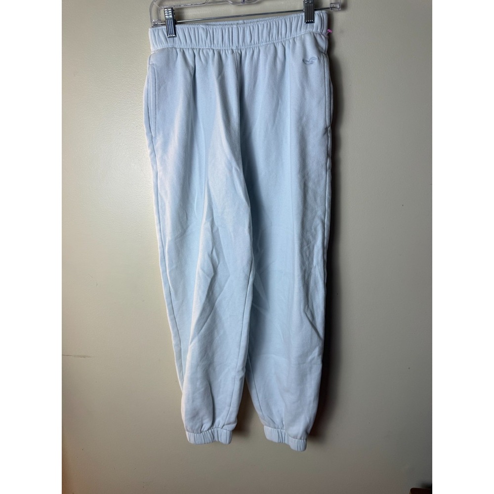 Hollister Joggers Sweatpants Womens S Short Blue‎ Adjustable Rise Fleece Pockets